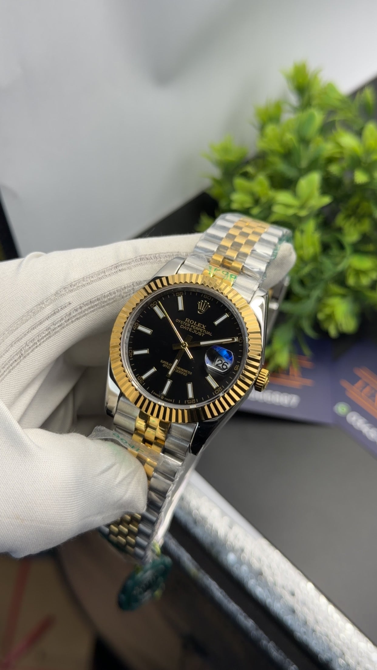 Yellow Gold two tone with black dial 🔥