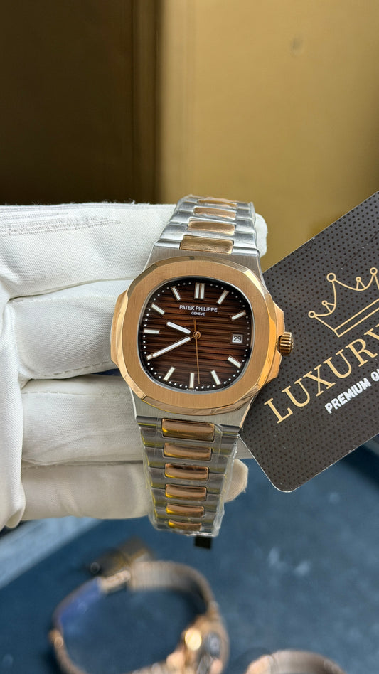 Rose Gold Two Tone with Chocolate Dial.