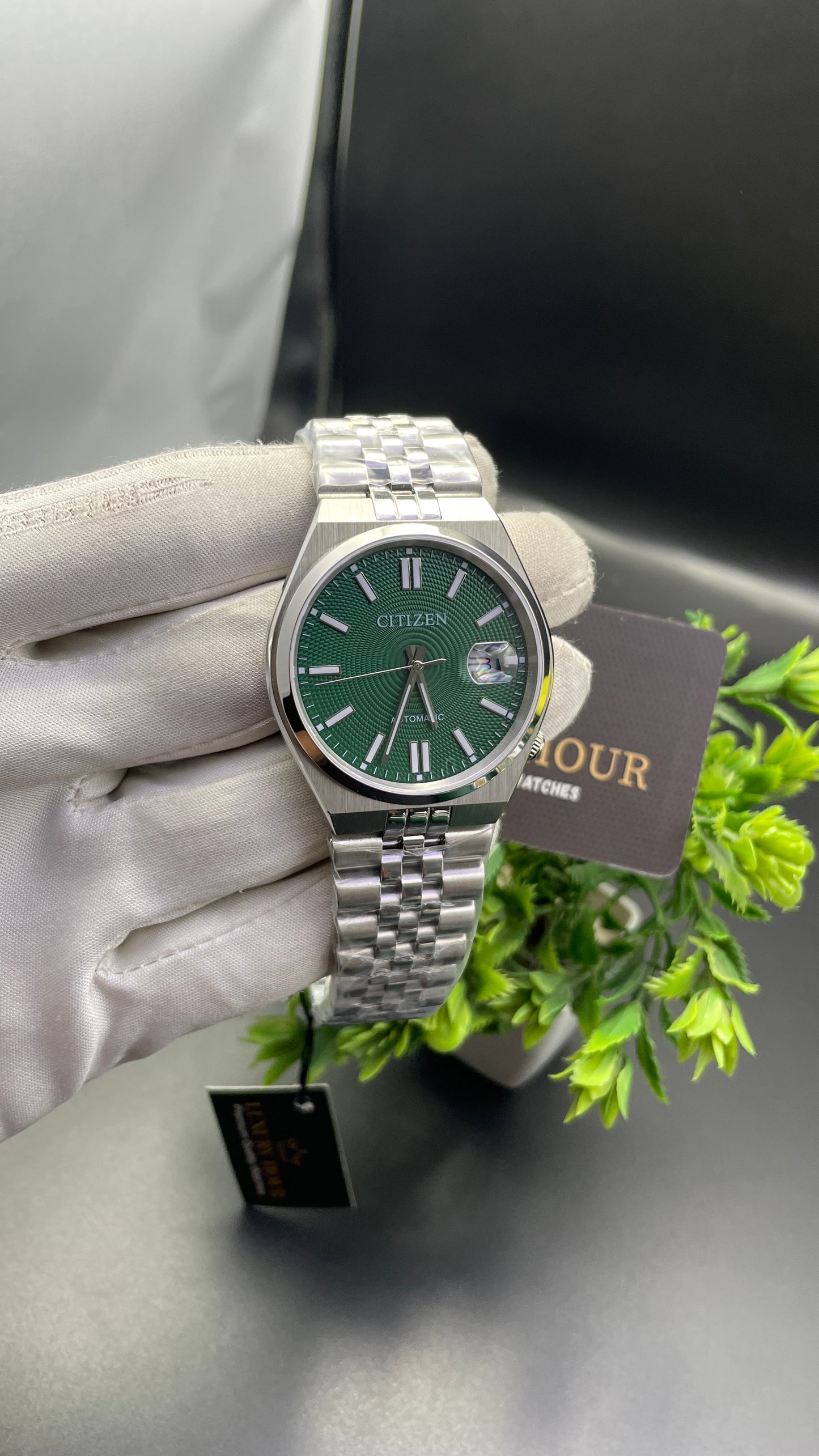 Silver with Green Dial🔥