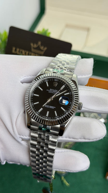 Silver with Black Dial.