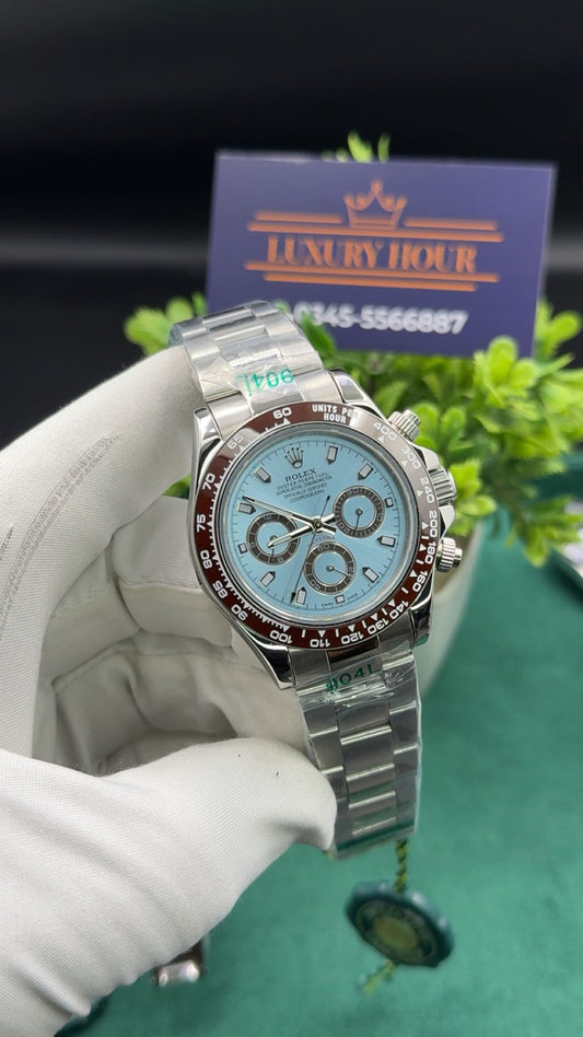 Silver with sky blue dial ( platona )