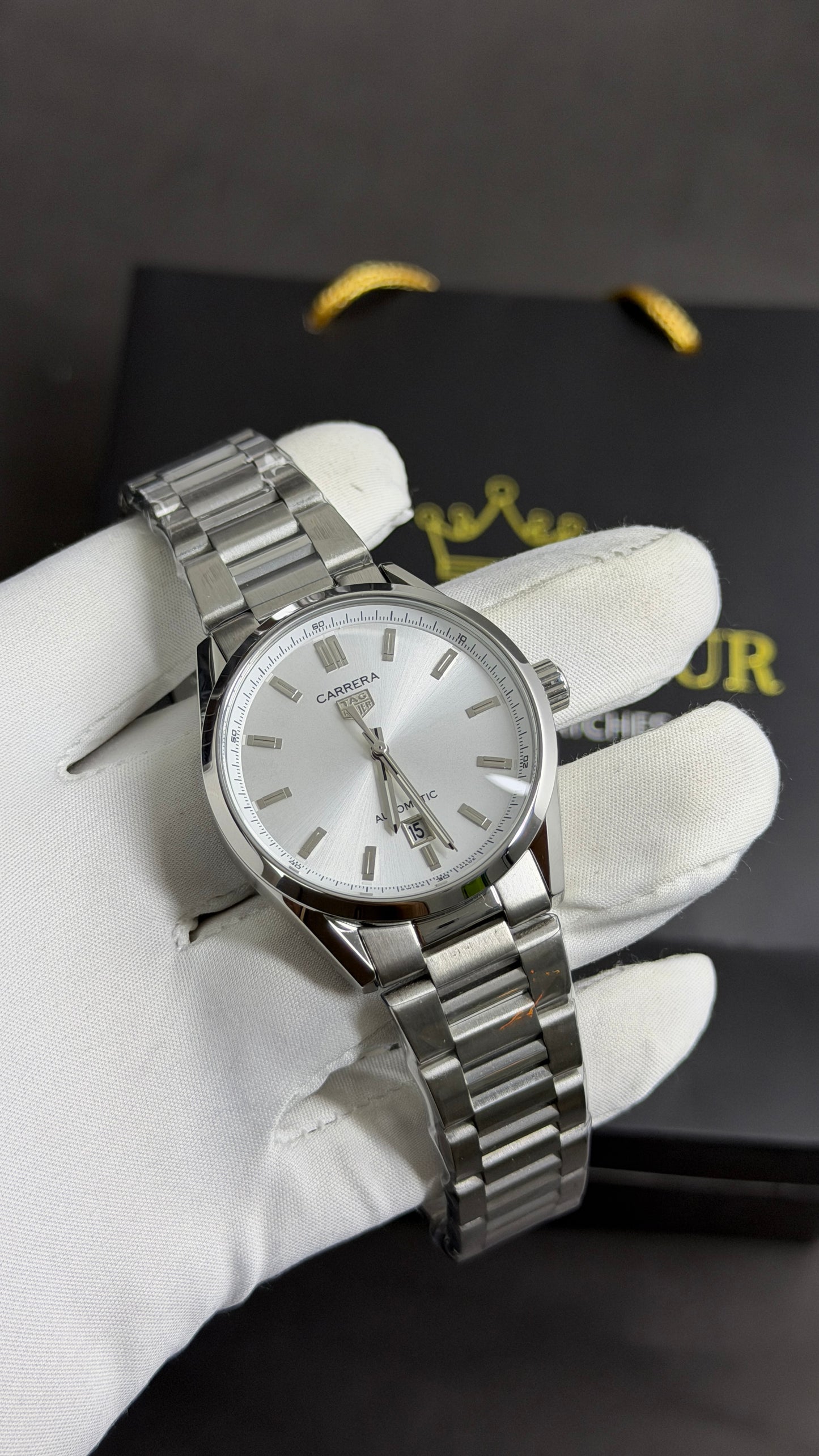 Silver with White Dial.