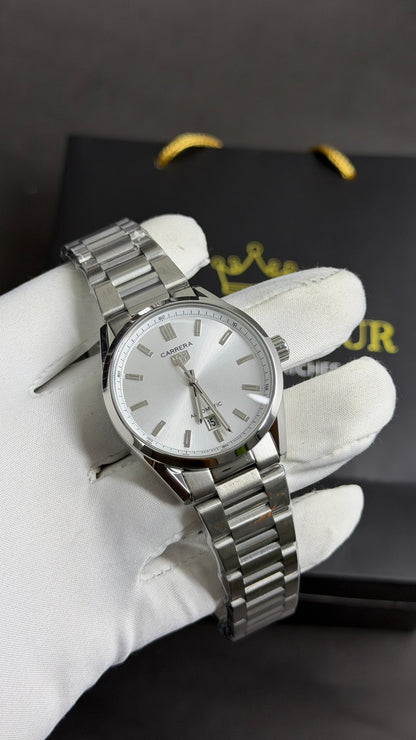 Silver with White Dial.