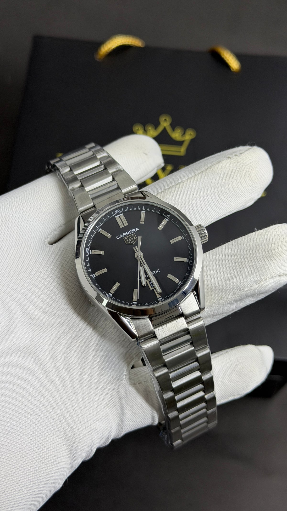 Silver with Black Dial.