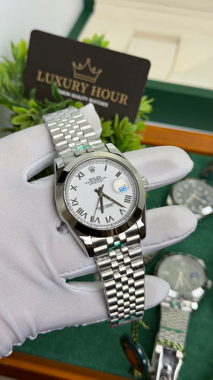 Silver with White Dial.