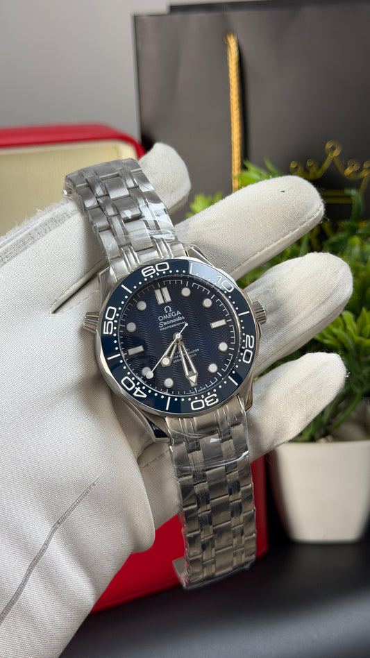 Silver with Blue Dial.