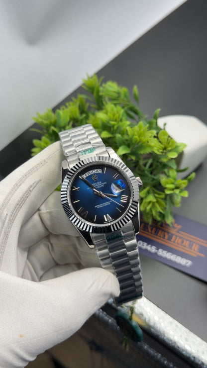 Silver with Blue dial🔥