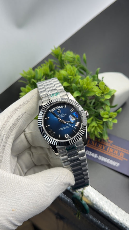 Silver with Blue dial🔥