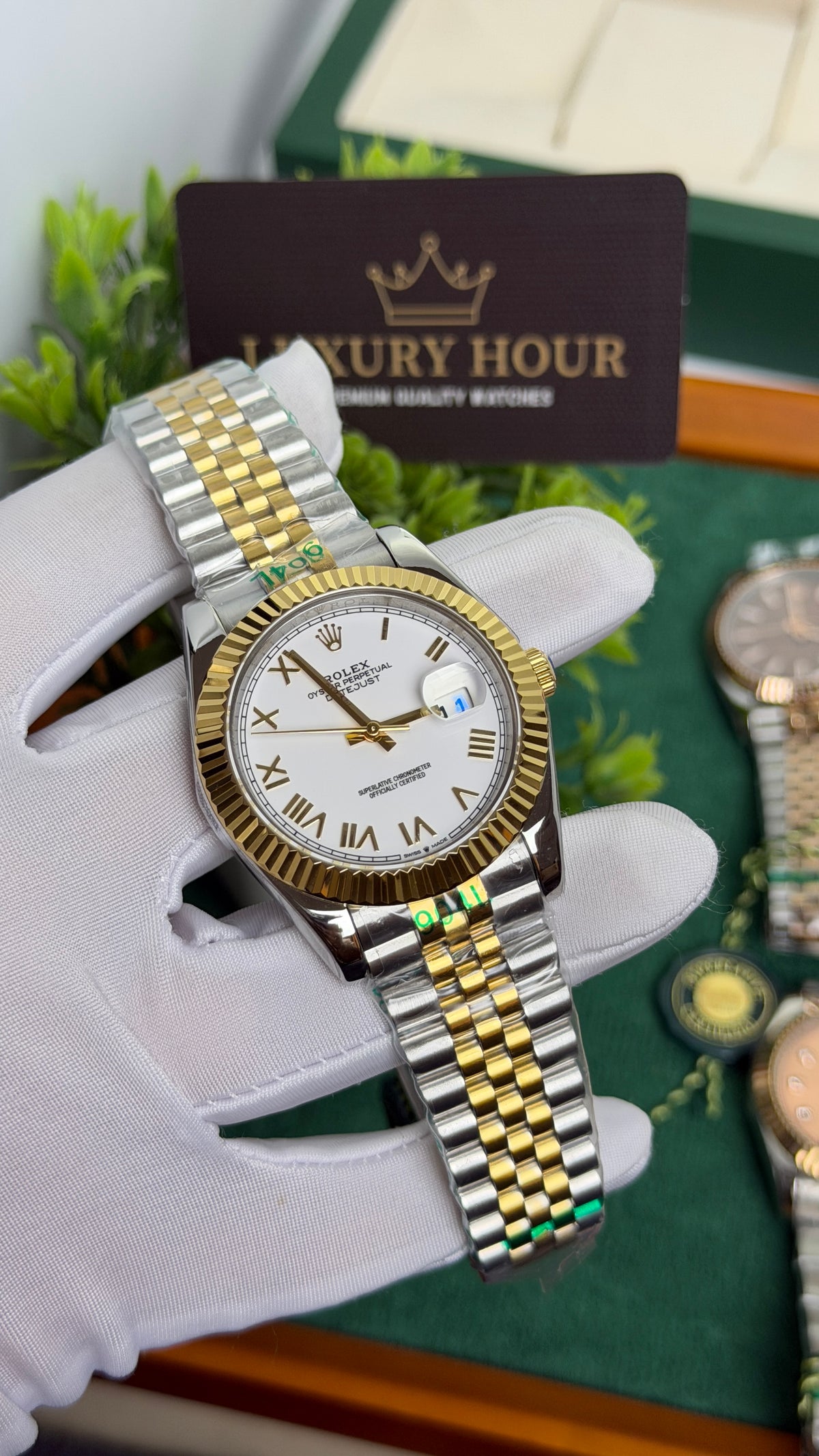 Yellow Gold Two Tone with White Dial.