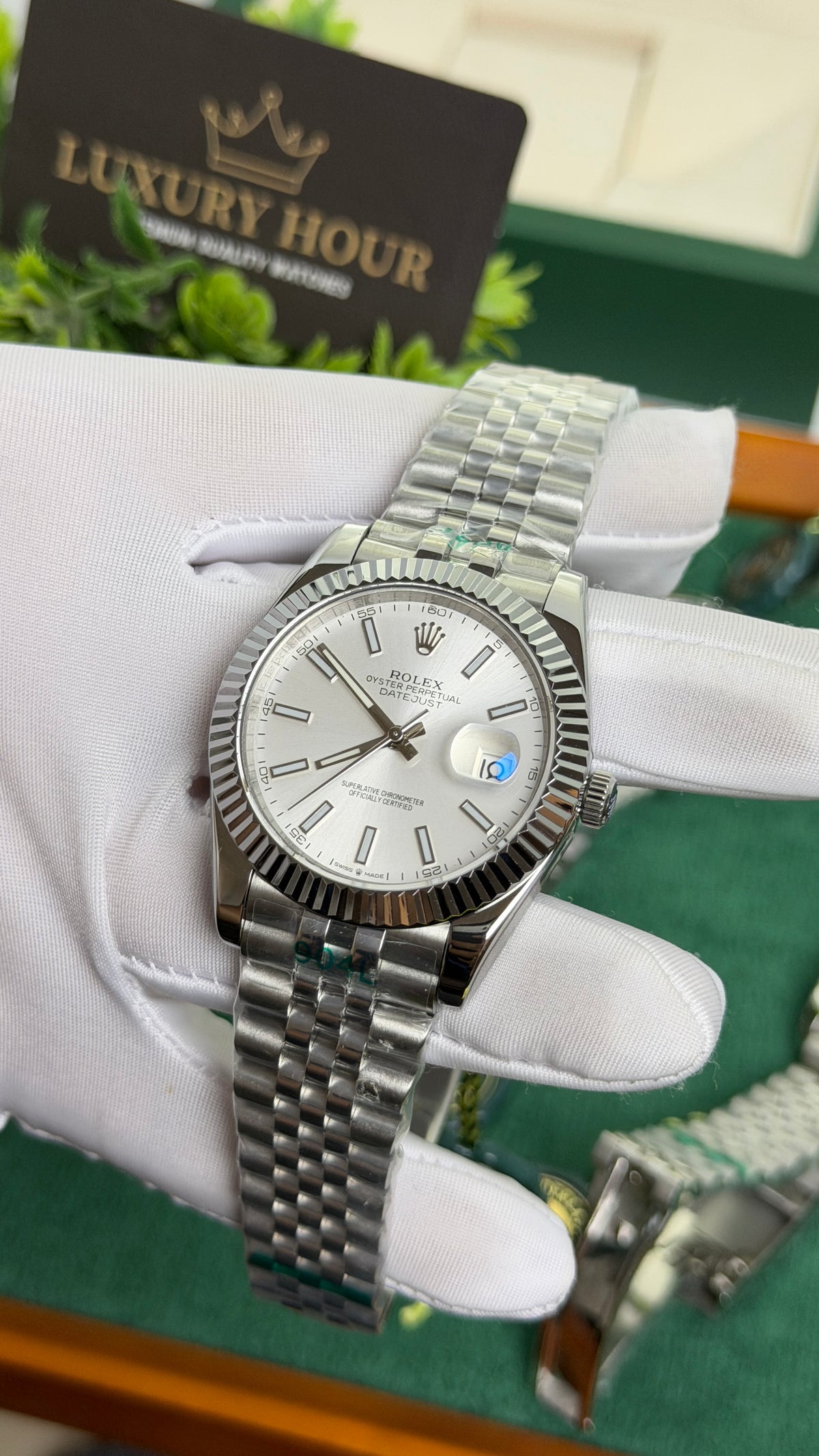 Silver with White Dial.