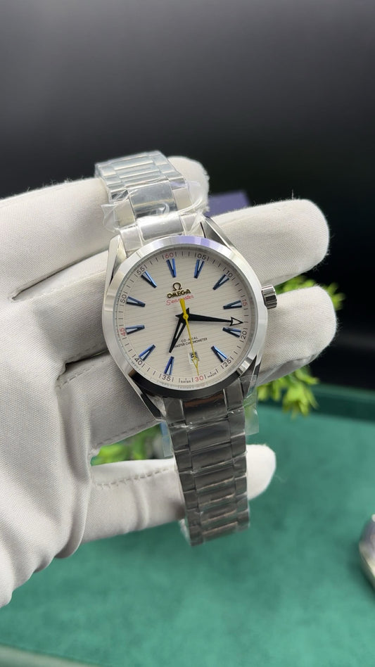 Silver with white dial