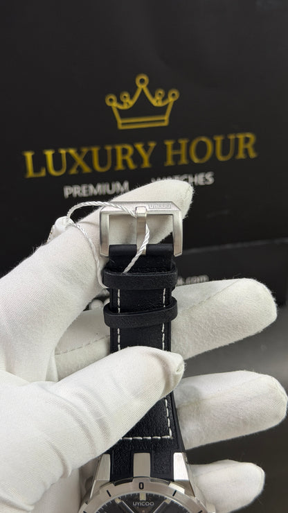 Silver with Black Skeleton Dial.( 100% Original )