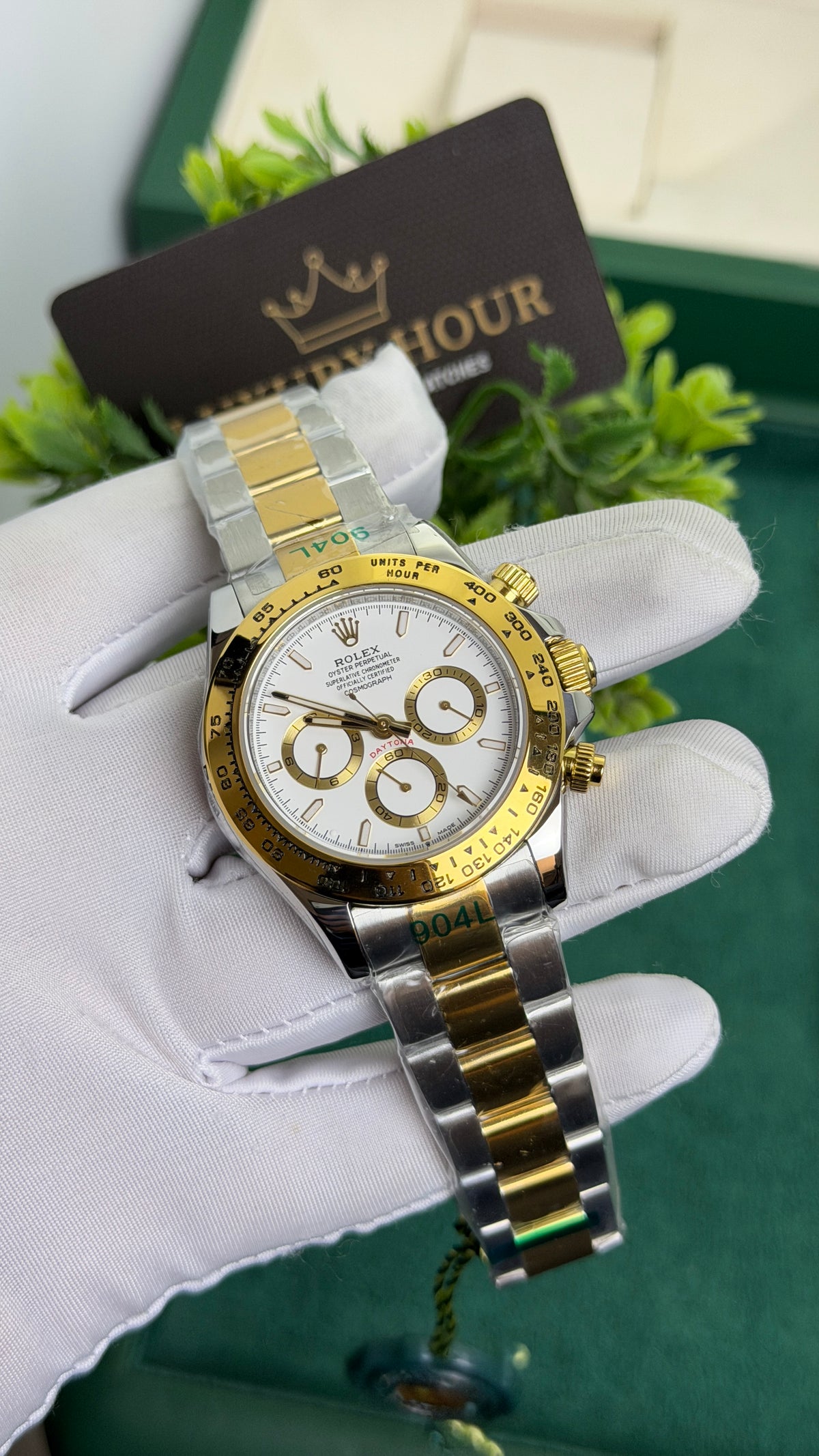 Yellow Gold Two Tone with White Dial.