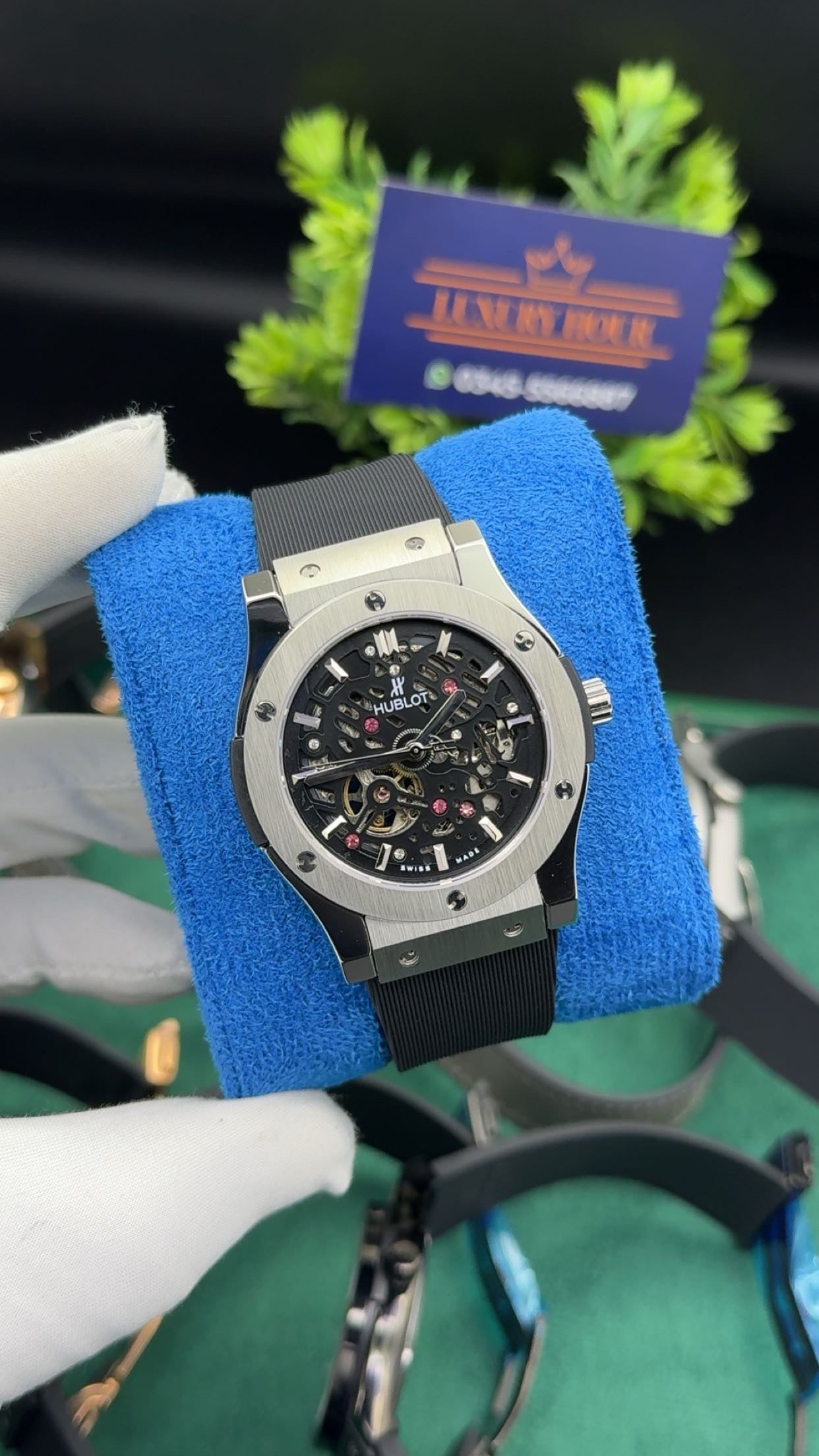 Silver with black dial