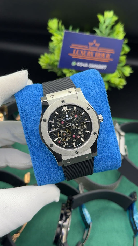 Silver with black dial