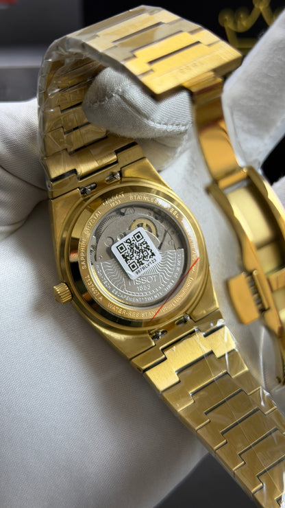 Yellow Gold with Black Dial.