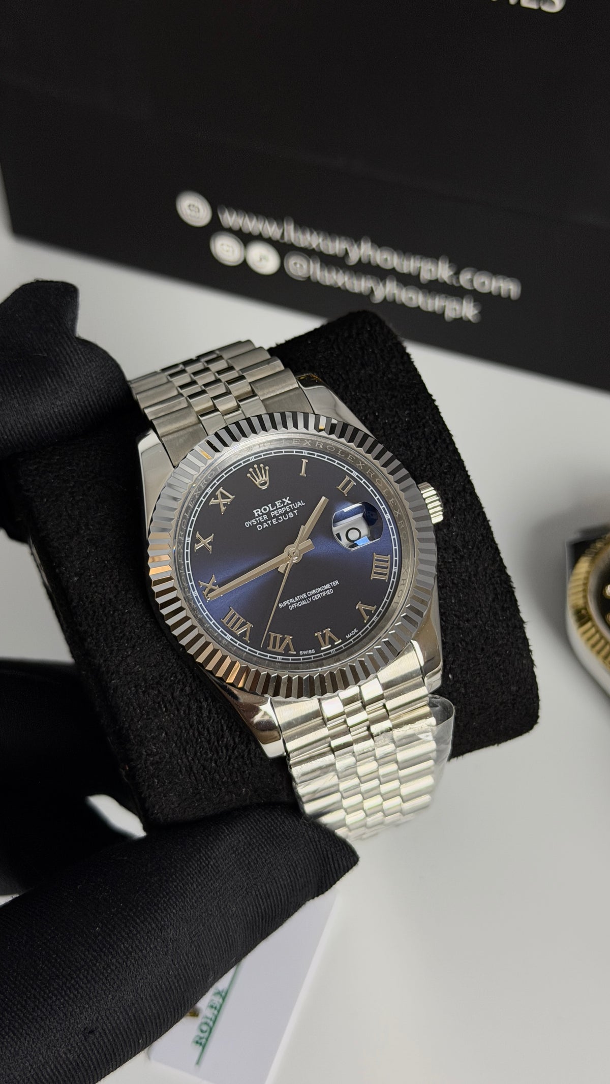 Silver with Blue dial