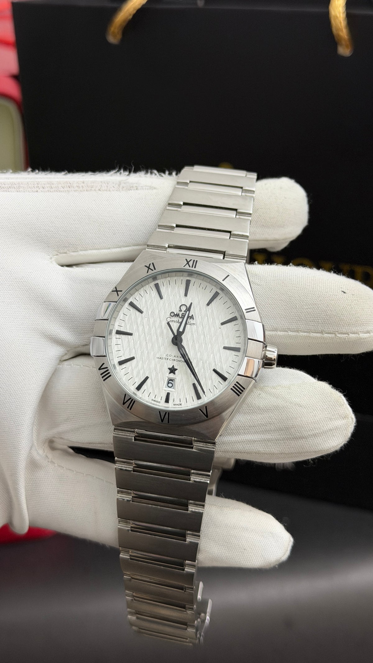 Silver with White Dial.