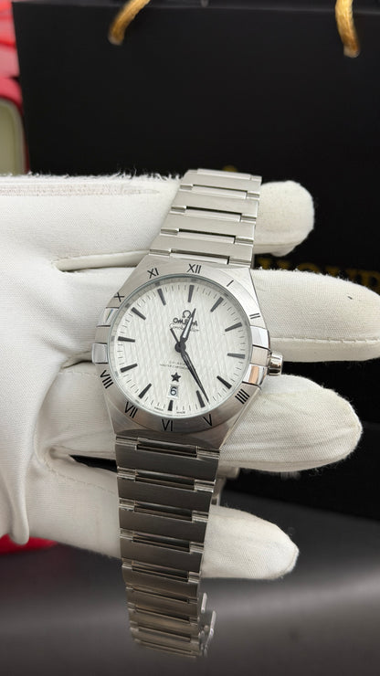 Silver with White Dial.