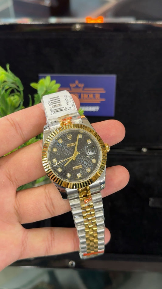 Yellow gold two tone with black dial