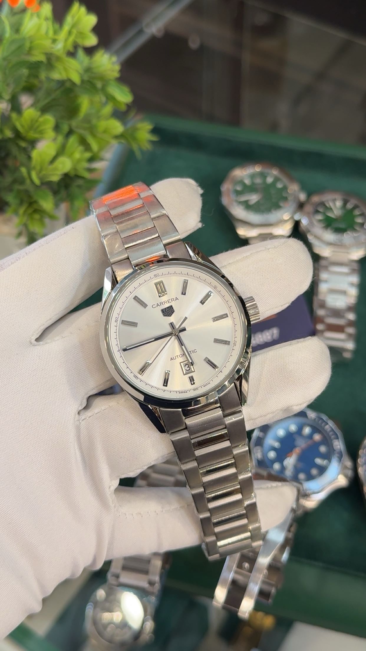 Silver with white dial