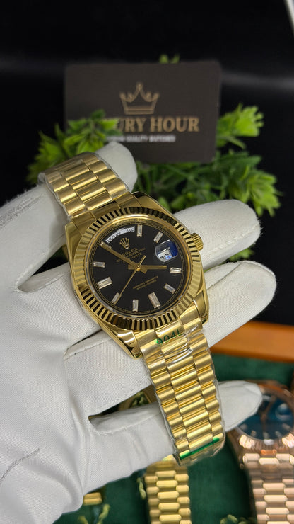 Yellow Gold with Black Dial