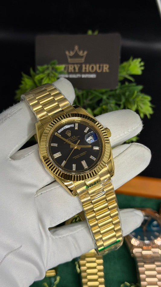 Yellow Gold with Black Dial