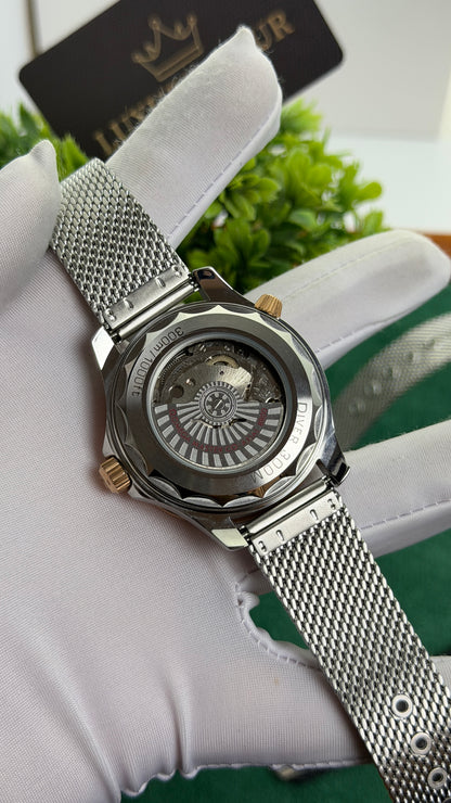 Silver with Black Dial.