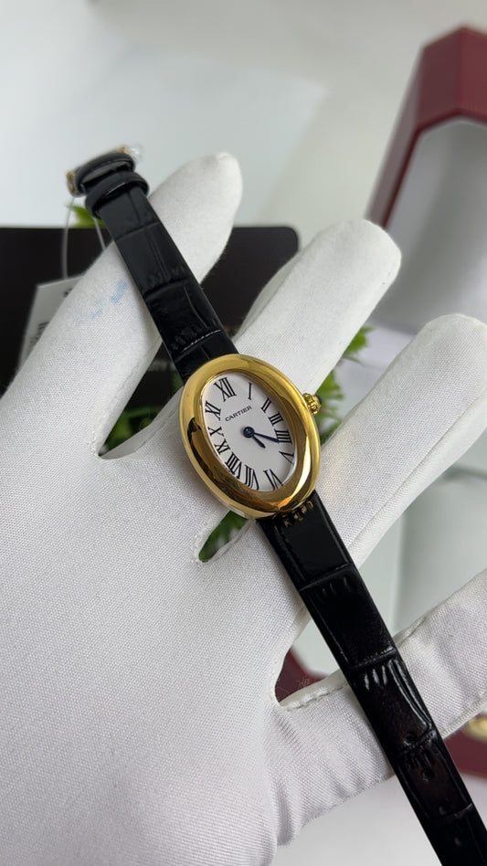 Yellow Gold with Black Strap.
