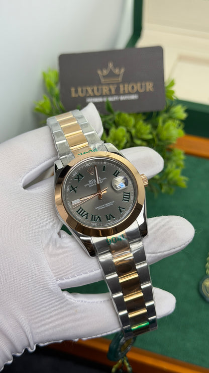 Rose Gold Two Tone with Grey Dial.