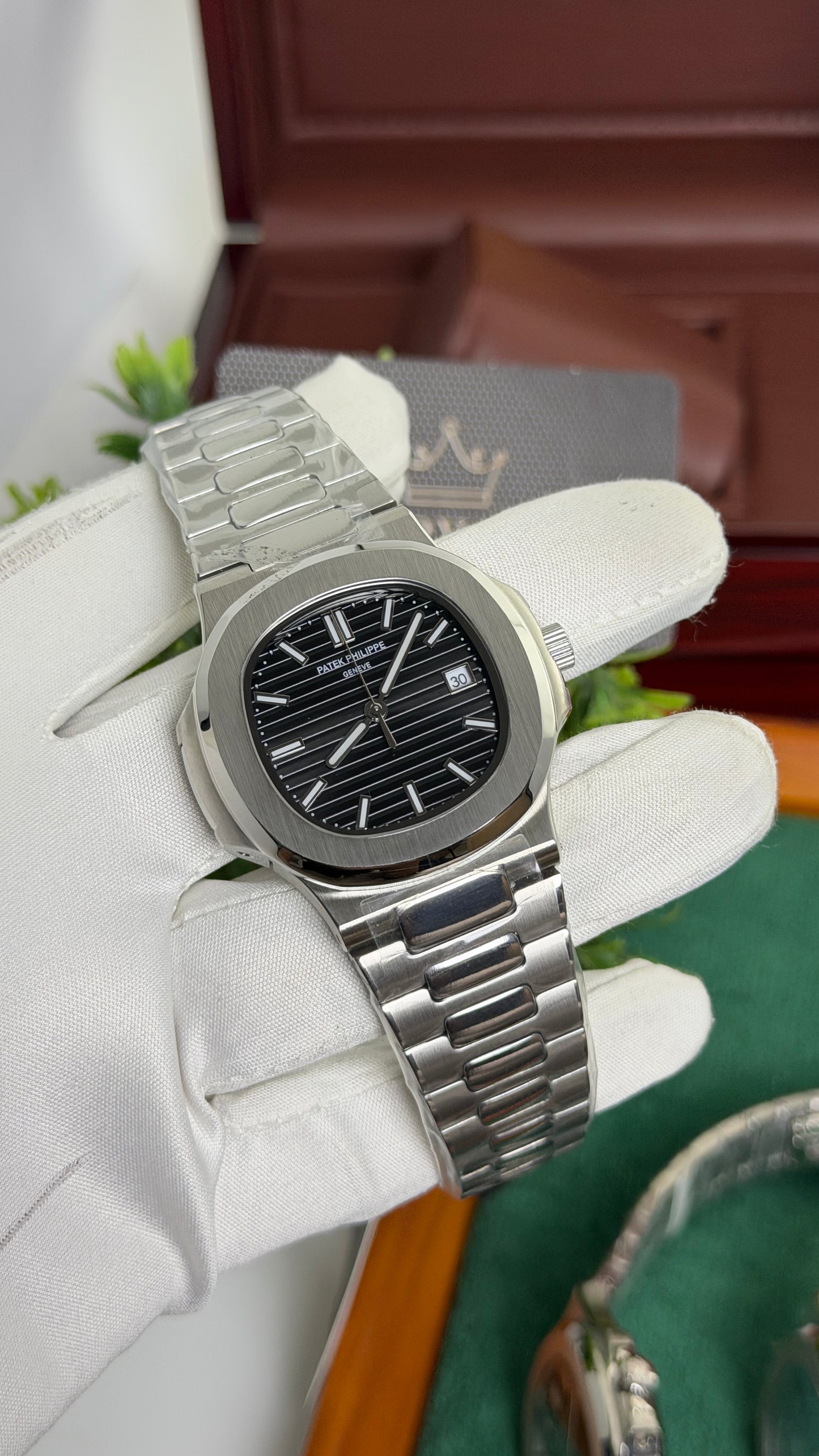 Silver with Black Dial.