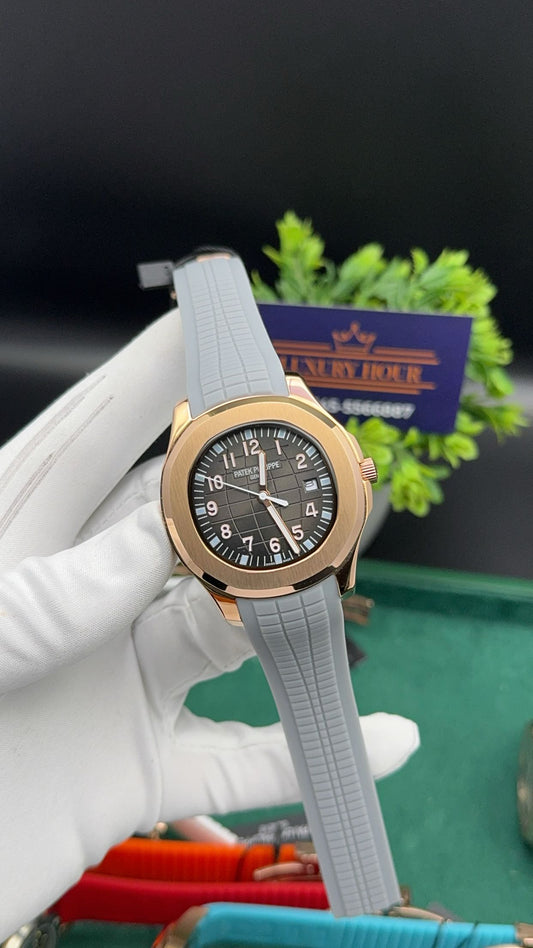 Rose gold with grey dial