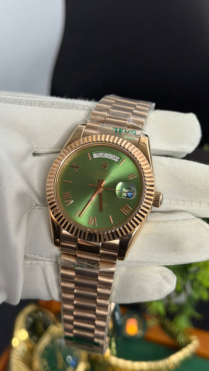 Rose Gold with Green Dial