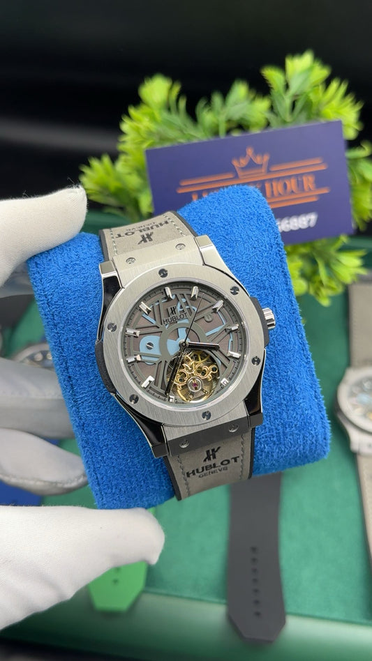 Silver with grey dial
