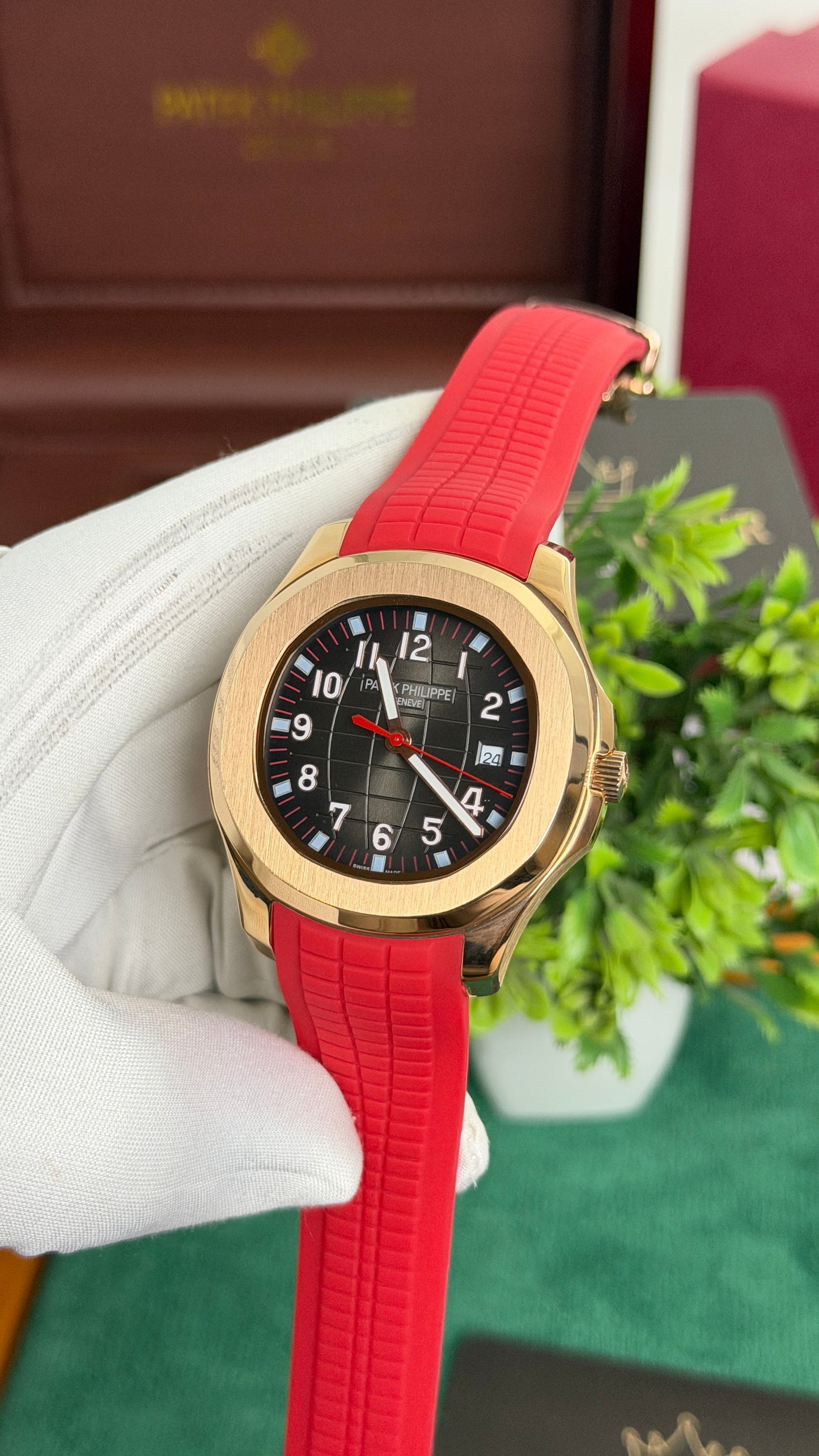 Rose Gold with Dark Grey Dial.