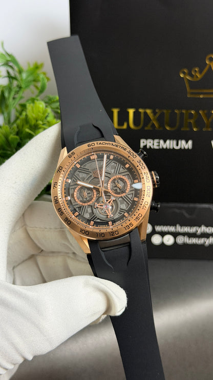 Rose Gold with Black Dial.