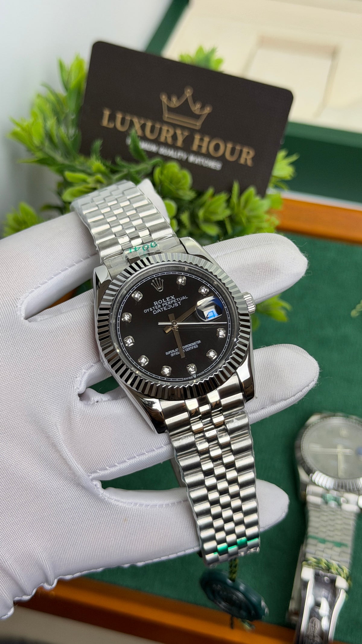 Silver with Black Dial.