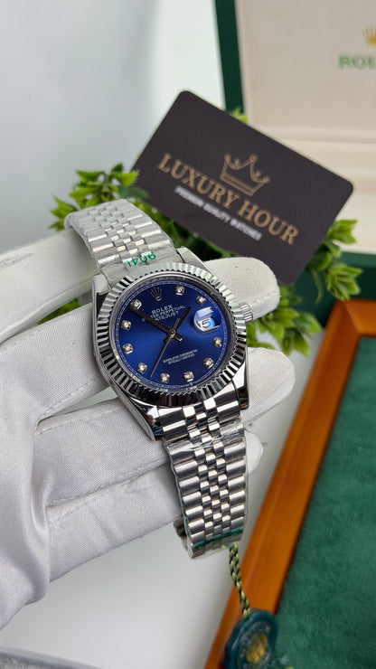 Silver with Blue Dial🔥