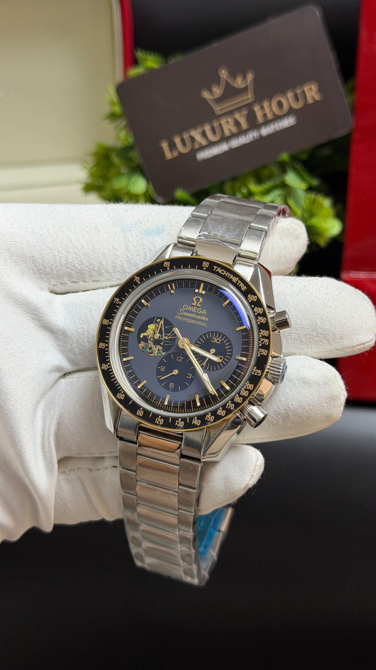 Silver with Blue Dial.