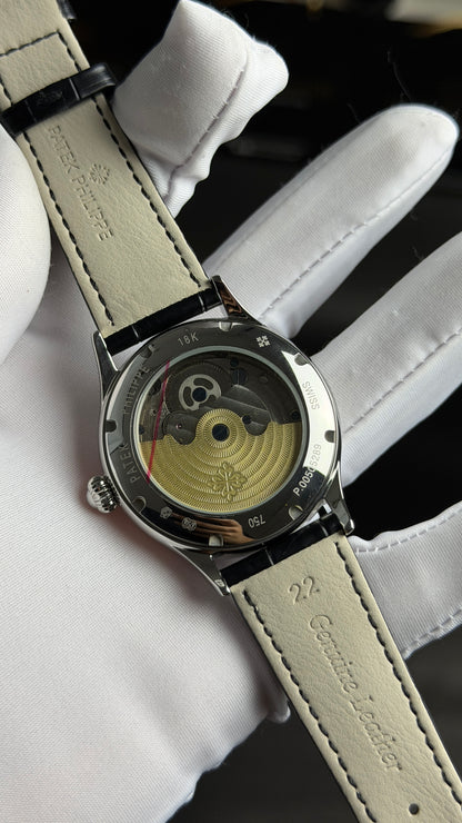 Silver with Blue Marble Dial.