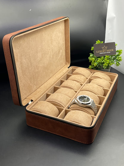 Brown Zipper Watch Case
