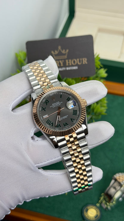 Rose Gold Two Tone with Grey Dial.