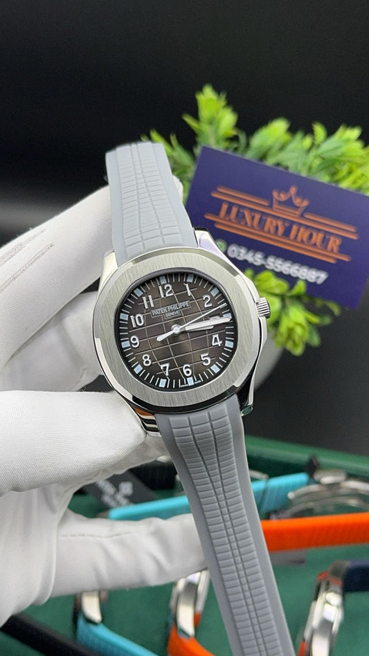 Silver with grey dial