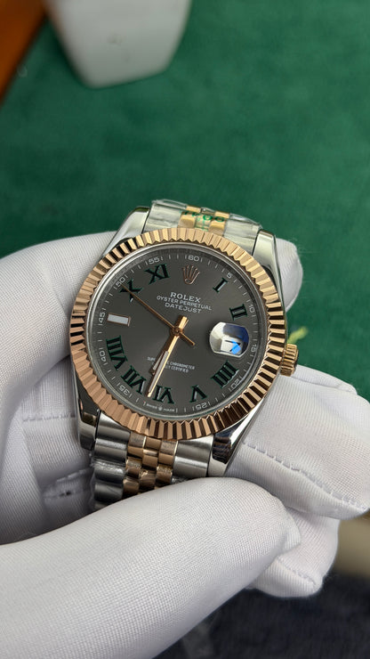 Rose Gold Two Tone with Grey Dial.
