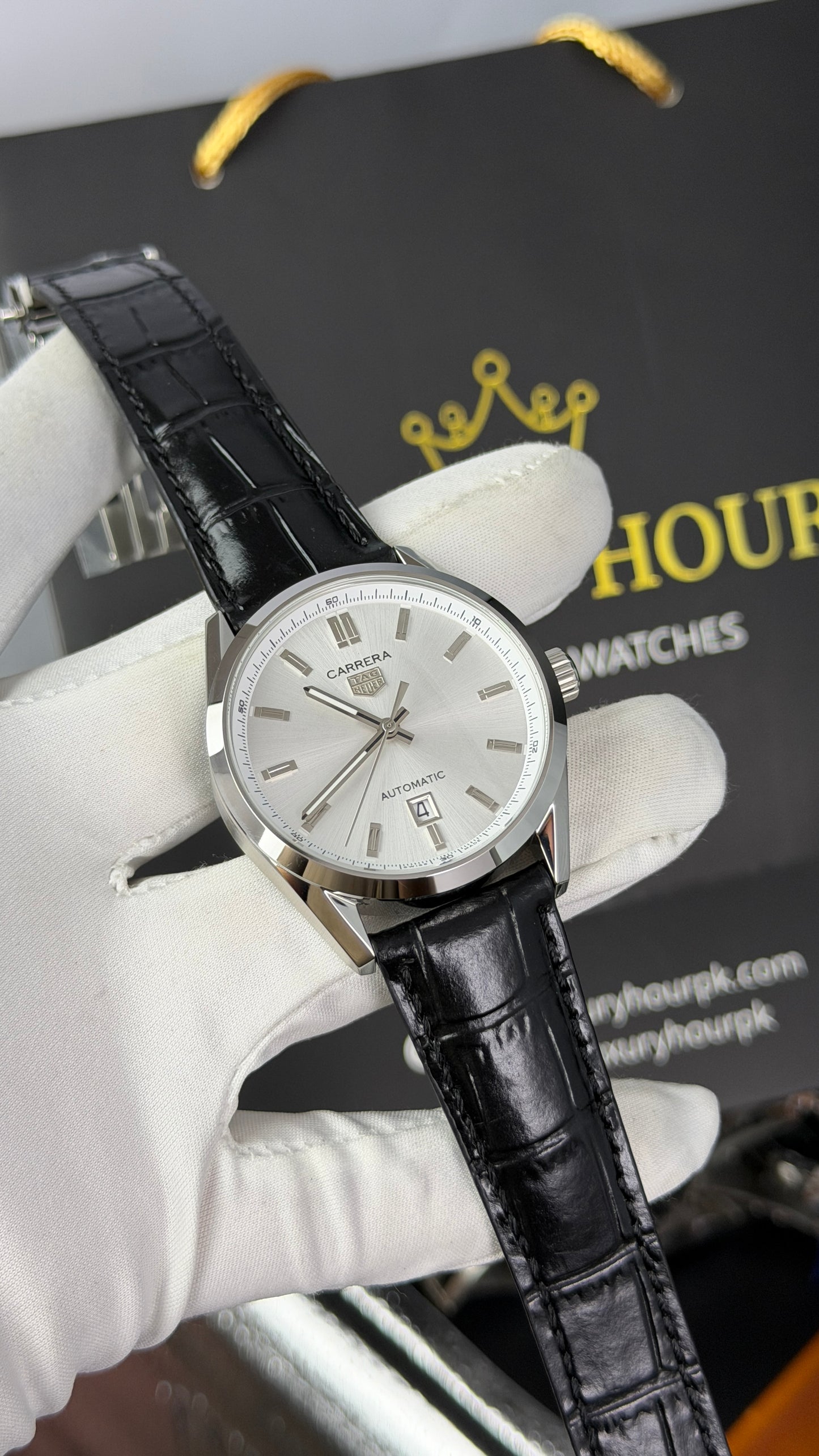 Silver with White Dial.