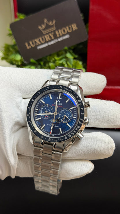 Silver with Blue Dial.