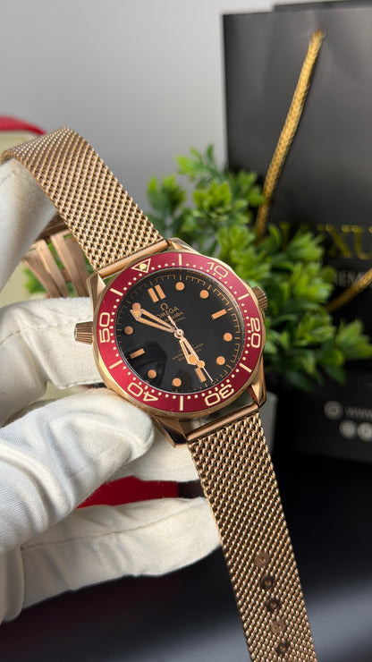 Rose Gold with Black Dial.