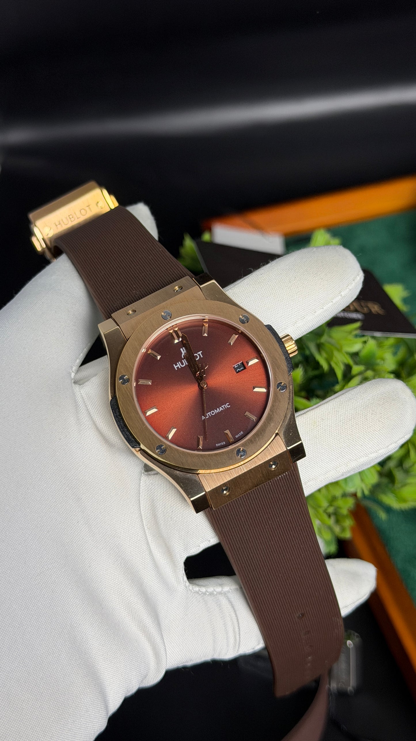 Rose Gold with Maroon Dial