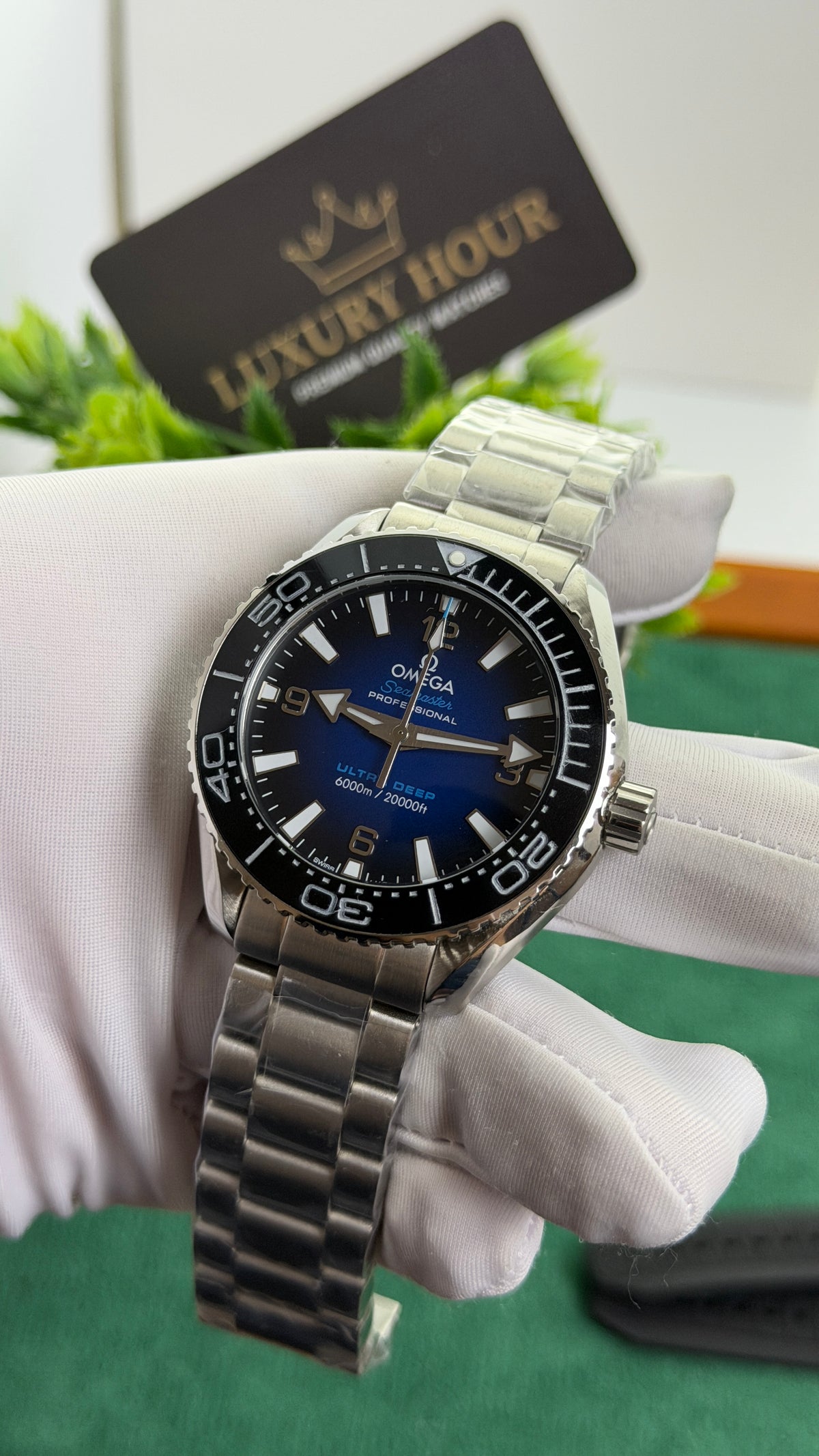 Silver with Blue Dial.