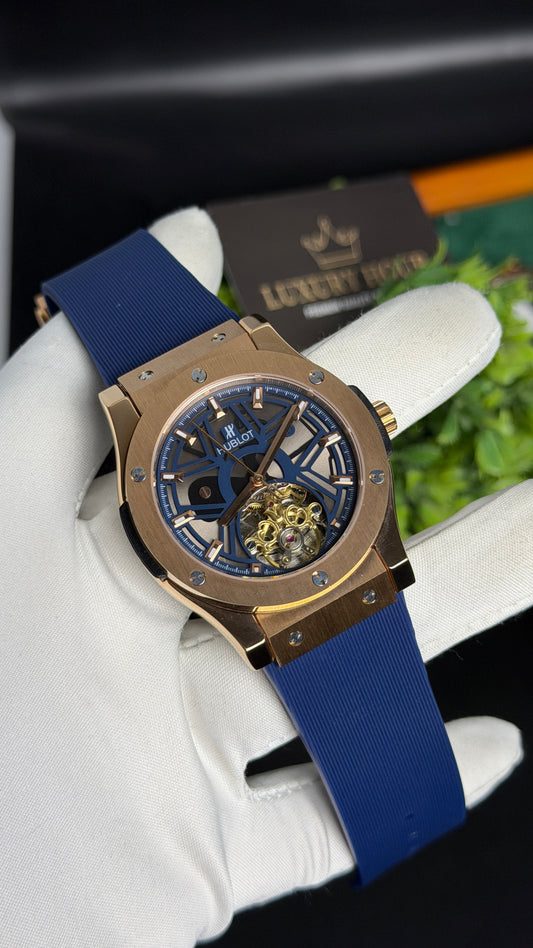 Rose Gold with Blue Dial